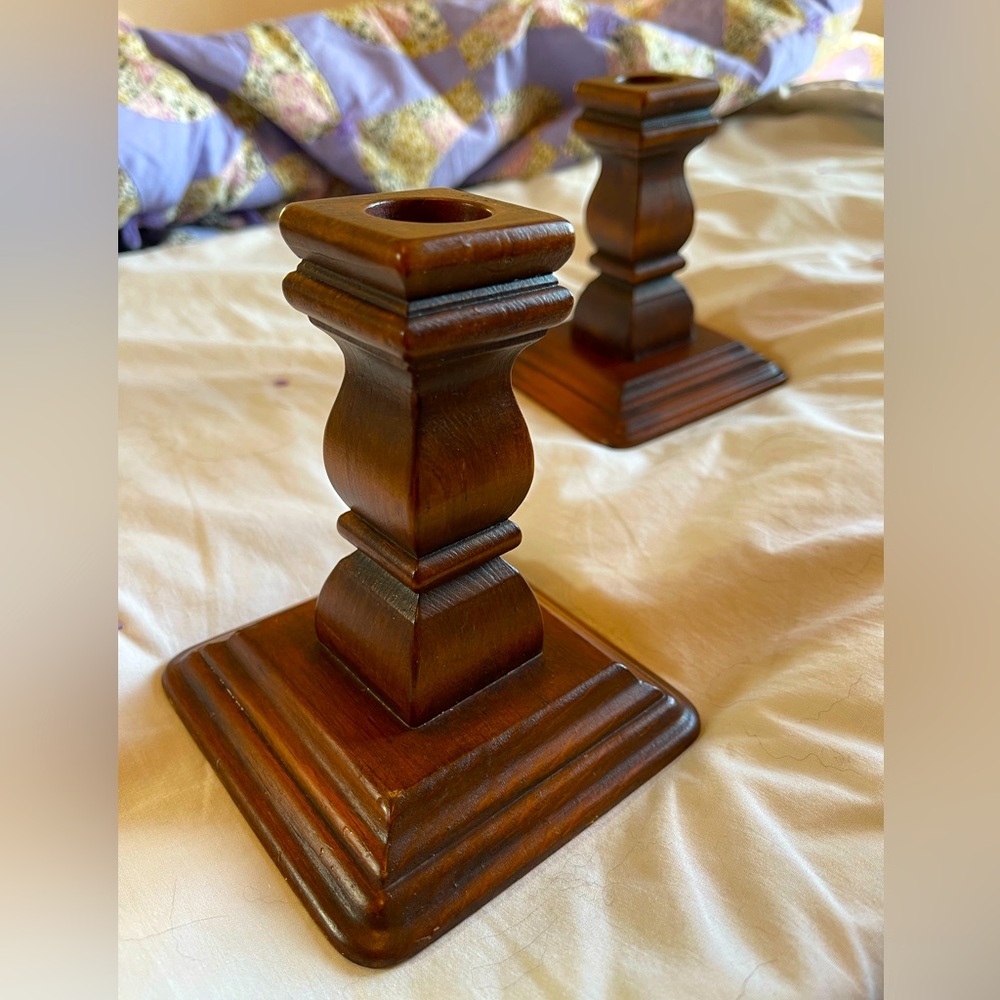 Vintage Wooden Candlesticks